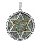 Roman Glass Star of David Pendant with gold Plated Peace dove Np8651 ~ FREE SHIPPING ~